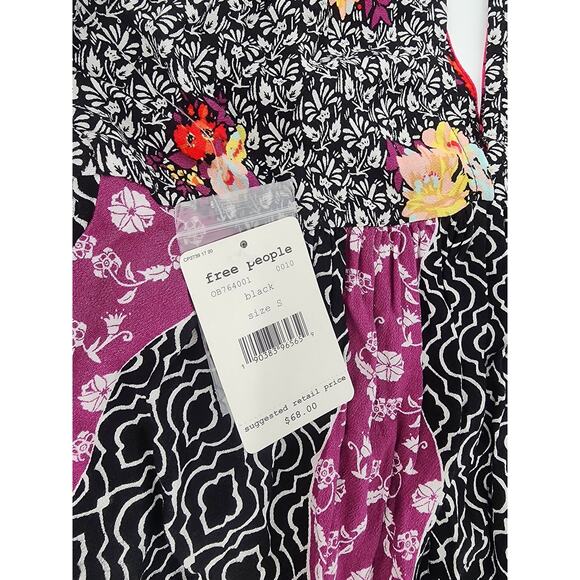 Free People Dream Darlin' Printed Deep V-Neck Top Women’s Size Small - Picture 7 of 9